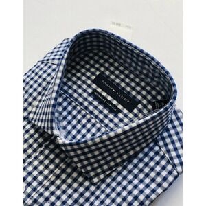 TOMMY HILFIGER MEN Gingham Print Long Sleeve Shirt, Size 17 1/2 x-34/35
